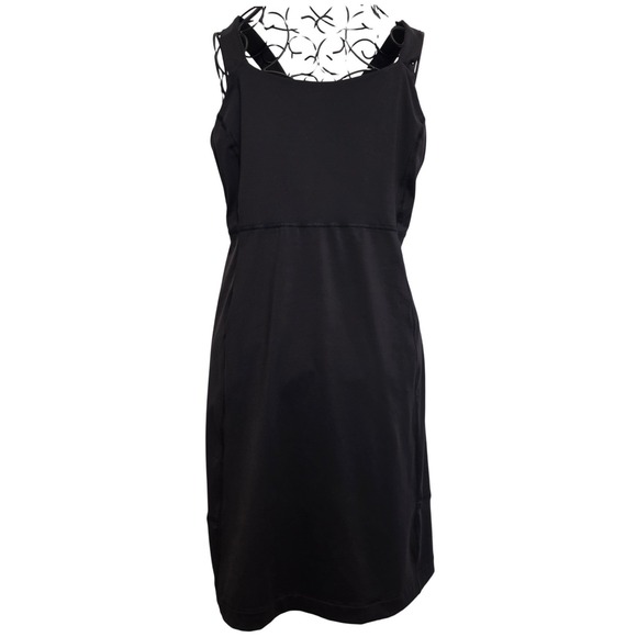 Lands' End Dresses & Skirts - Lands' End Black Tonal Cross Back Active Dress Built-in Bra Medium 10-12